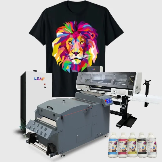 LEAF Dtf เครื่องพิมพ์ขนาดความกว้าง60ซม.,เครื่องพิมพ์แบบฟิล์มโดยตรงสำหรับผ้าสิ่งทอเสื้อมีฮู้ดทุกประเภท