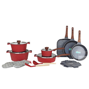 Set di 18 Pezzi di Pentole e Padelle Forgiate con Finitura Geometrica Elegante, Padelle da 24/28cm, Padella Quadrata da 28cm, Coperchi Piatti <span class=keywords><strong>TE</strong></span>, Antiaderenti, con Hub Porta Utensili - Product Image 1