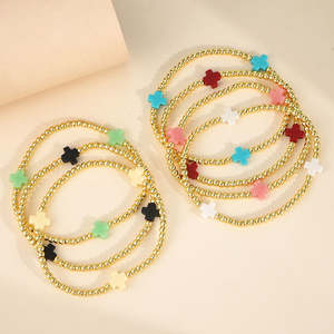 Nouveau Boho été 18K or rempli plaqué pour Bracelet ensemble arc-en-ciel croix extensible mode coquille principalement en laiton pour cadeau femme - Product Image 2