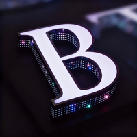 Signalisation publicitaire personnalisée en métal brossé 3D, éclairée par LED, étanche, avec effet lumineux RGB perforé en bas