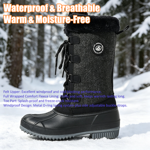 Bottes de neige montantes personnalisées pour femmes, chaudes, imperméables, à lacets, en cuir de canard, tailles 26-42, vente en gros - Product Image 2