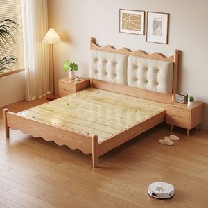 <span class=keywords><strong>Cama</strong></span> Escandinava de Madera Maciza con Cabecera Tapizada y Diseño Caprichoso - Product Image 6