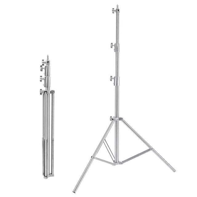 KAZHI OEM 2.8m Stainless Steel Light Stand Photography Stand Spring Cushioned Heavy Duty Stand Tripod for Photo Video Lighting