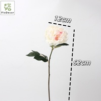 Kedatangan Baru Bunga Peony Buatan PU Berkualitas Tinggi Tangkai Tunggal 62cm Sentuhan Realistis 12cm Merah Muda Muda Merah Segar Dekorasi Pernikahan