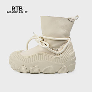 Botas de nieve de punta redonda para mujer en invierno, con superficie de piel de vaca y suela de espuma EVA, resistentes al desgaste y antideslizantes - Product Image 2