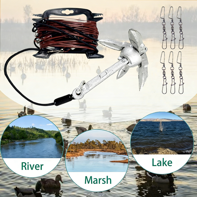 Duck Decoy Rig for Waterfowl Hunting - 27m Outdoors Rig Line Accessories Coated Tangle Free Cable Decoy Anchors