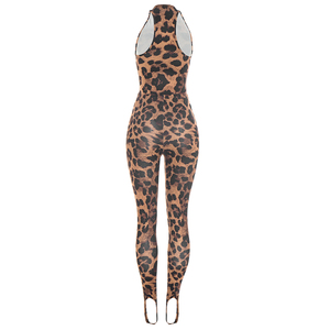 Viviblook J26ST077 Women Casual <b>Set</b> New Leopard Print Slim Fit Bodysuit Pants Two Piece Pants <b>Set</b> for Ladies - Product Image 6