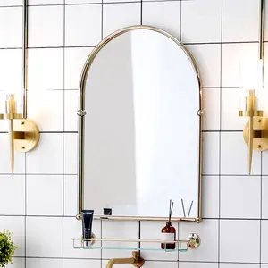 Европейская французская Ретро Красивая латунная Золотая АРКА для унитаза настенная раковина для гостиниц светодиодное Сенсорное зеркало для макияжа