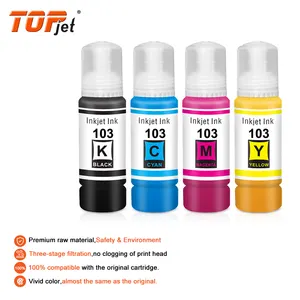 Topjet kualitas asli Premium massal Inkjet tinta 103 botol pewarna tinta isi ulang kompatibel untuk Epson L3110 L3111 L3150 L3151 Printer