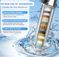 Pommeau de Douche Filtrant Écologique à Main 5 Modes Haute Pression pour Eau Dure, avec Nettoyage Puissant Intégré, Accessoire de Salle de Bain Livré en Boîte