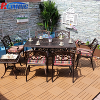 Mobilier d'extérieur imperméable Patio Garden Rectangle Table à manger et chaises Ensemble de jardin en fonte d'aluminium