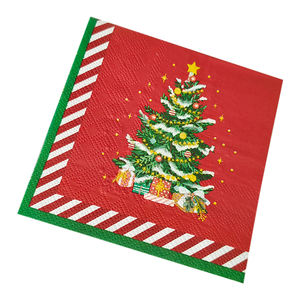 Serviettes et serviettes en papier <span class=keywords><strong>de</strong></span> Noël en pâte <span class=keywords><strong>de</strong></span> bois vierge 3 plis, style sac, pliées en 4 pour décorations festives - Product Image 6