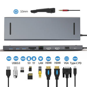Concentrador de red multifuncional 11 en 1 tipo C, convertidor de estación de acoplamiento para ordenador portátil, carga rápida, VGA, triple pantalla USB - Product Image 3