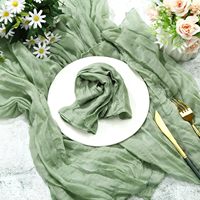 Chemin de Table en Gaze Vert Sauge 10 Pi Épais Rustique, Nappe Bohème 120 Pouces pour Mariage Nuptial