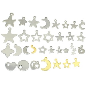 Anno Jewelry – pendentifs étoile et lune en acier inoxydable, accessoires pour la fabrication de bijoux, 30 pièces, formes mixtes, ton argent et or - Product Image 1