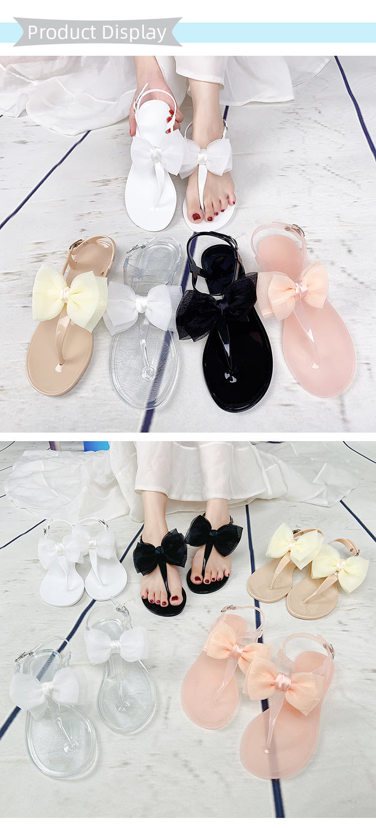 Summer Ladies Crystal Jelly Shoes PVC Flat Sandals Butterfly Brick Casual Outdoor Jelly Sandals