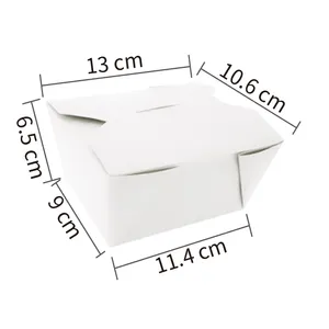 Vietnam verdickte lebensmittel-klasse nr.4 weißer karton mit quadratischem boden mittagsbox box zum mitnehmen Ölsicher kann angepasst werden