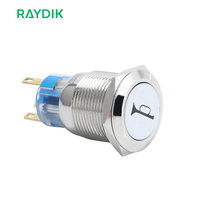 Interrupteur bouton-poussoir pour fermeture électrique industrielle, bouton-poussoir étanche Ip67, 12mm, 19mm, 110v AC, DC, pas de NC, ON/OFF, LED