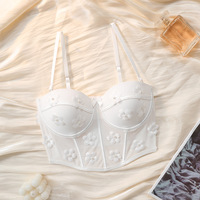 Haut court corset floral tendance pour femme, bustier sexy en dentelle, camisole, lingerie féminine