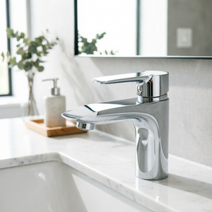 Robinet en alliage de zinc à un seul trou au design minimaliste moderne, avec cartouche céramique, idéal pour lavabo de salle de bain d'hôtel ou d'appartement - Product Image 5