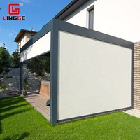 Persianas Enrollables Eléctricas con Marco de Aluminio, Pantallas Motorizadas para Exteriores Resistentes al Sol, Tela Resistente al Viento, Verticales, Modernas, Integradas para Ventana