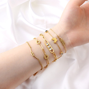 European American Women's Bracelet Geometric Rhinestone Inlay <b>Titanium</b> Steel Fashion Jewelry - Product Image 1