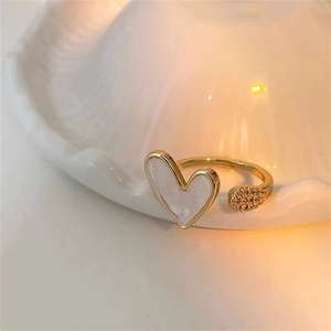 Nhẫn vàng mạ vàng Hàn Quốc dành cho nữ nam, nhẫn hở điều chỉnh được, nhẫn thời trang sáng tạo hình trái tim trắng, nhẫn tình yêu dành cho nữ - Product Image 3