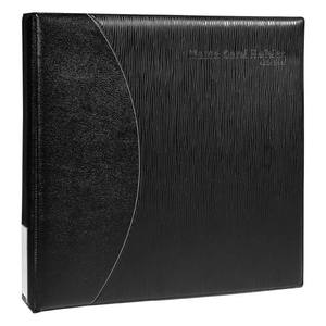 Porte-cartes de visite Qixin A1612 20cmx20cm Capacité 480 cartes Clip à 3 trous Style cuir noir - Product Image 1