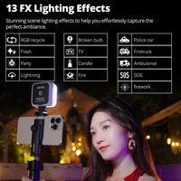 ZENIKO VS5 R Mini Éclairage Photo RGB Lumière d'Appoint Pleine Couleur Intensité Réglable Lampe de Poche avec Application pour Téléphone Appareil Photo Reflex Numérique Vlog Live