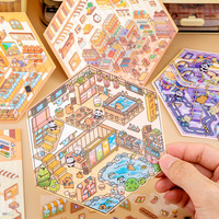 Autocollant Tatouage 3D Scène Maison Miniature Personnalisée Haute Valeur Dessin Animé DIY Éducatif Décoration Étudiants Petit Imperméable