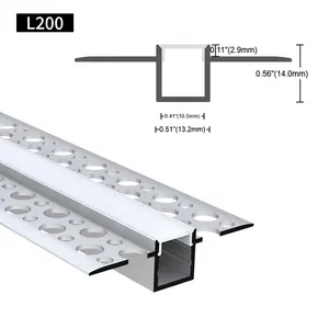 Barras de yeso empotradas para techo, tiras de iluminación personalizadas de 53x14MM, 1m, 2m, 3m, canal de aluminio, yeso de pared en led de aluminio