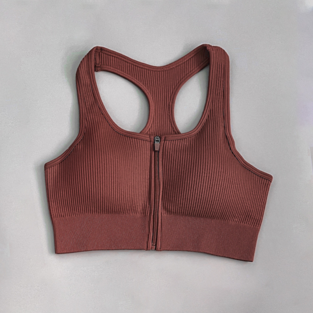 Professional Women's Yoga Vest Breathable Spandex/Nylon Sleeveless Front Zipper for Outdoor Sports Fitness