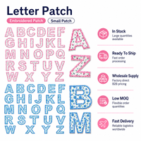 Prêts à expédier : Patchs floraux en lettres A-Z, badges brodés, appliques monogrammes fleur bleue en gros pour casquettes de camionneur