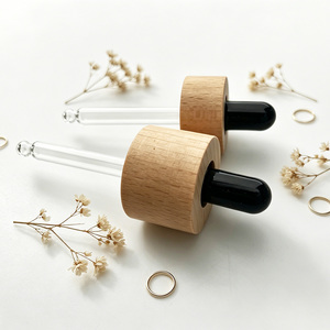 Vietnam WeWood Wooden <b>Dropper</b> Ready for Branding Glass Pipette Black Rubber Teat Natural Wood Collar Essential Oil <b>Bottle</b> Cap - Product Image 6