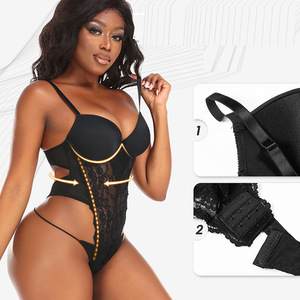 सेक्सी फीता थोंग बॉडीसूट ने साफ-साफ पतली कट सांस लेने वाली रोजमर्रा की फर्म पैंटी एक टुकड़ा ब्रा - Product Image 2
