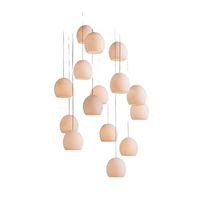 Lustre moderne à plusieurs têtes en albâtre naturel, luminaire LED en cluster pour escalier