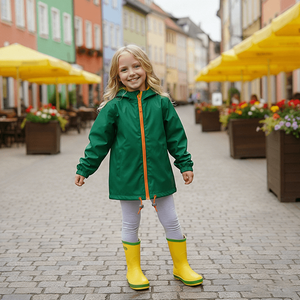 Chaqueta Impermeable y Cortavientos para Niños, con Capucha, Cierre <span class=keywords><strong>de</strong></span> Cremallera, Bordado <span class=keywords><strong>de</strong></span> Nailon, Ropa <span class=keywords><strong>de</strong></span> Lluvia Resistente para Exteriores - Product Image 1