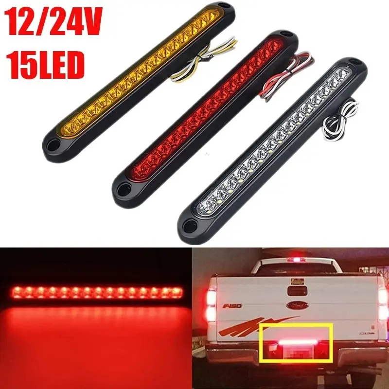 Wholesale 10" 15 LED Trailer Truck Brake Tail Light Bar Stop Turn Tail Lights Strip Red Light For Cart Offroad RV UTV ATV