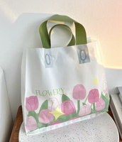 Sac en plastique LDPE réutilisable avec impression de logo personnalisée, poignée souple rose, recyclable pour les vêtements