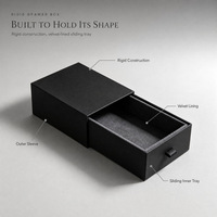 Schwarze Geschenkbox mit Schublade und individuellem Logo, Goldfolienrahmen und weinrotem Flockfutter für Schmuckverpackungen – Lieferant