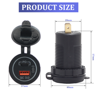 Prise USB C marine 12V avec port PD3.0 et charge rapide 3.0 18W, chargeur USB pour voiture et camping-car avec interrupteur d'alimentation