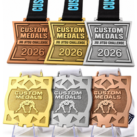 Médaille sportive en métal gravée sur mesure, or, lutte, judo, BJJ, Jiu Jitsu