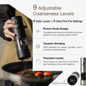 Nouveau moulin/broyeur à sel et poivre électrique portatif en acier inoxydable, rechargeable par USB, réglable, pour épices sèches – Vente chaude - Product Image 3