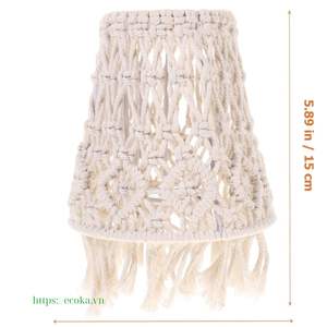 Abat-jour en macramé bohème fait main, 100% coton uni, avec pompon, à clipser, pour accessoires de lustre, en provenance du Vietnam - Product Image 2