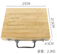 Kit de massage aux pierres chaudes RB professionnel de 16 pièces en basalte noir lisse avec contrôle de la durée, masseur facial Guasha pour le corps