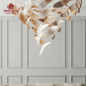 Anpassbare moderne Flügel elemente LED Dimmbare Pendel leuchte Fernbedienung Kronleuchter lampen - Product Image 1