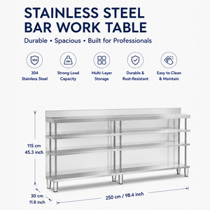 Multi-functional <b>Bar</b> Counter Stainless Steel Double-row Workbench with Storage Shelf for Commercial Catering Equipment - Product Image 1