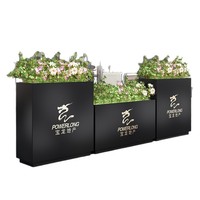 Kotak Bunga Besi Stainless Steel dengan Partisi Pagar Desain Sederhana Model 13 Persegi Panjang untuk Taman Kota, Pot Bunga