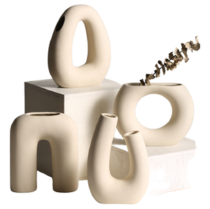 Florero de Cerámica Hecho a Mano, Estilo Moderno y <span class=keywords><strong>Minimalista</strong></span>, Decoración Nórdica para el Hogar, Centro de Mesa para Sala de Estar u Oficina, Regalo de Felicitación - Product Image 1