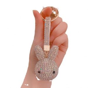 Creative Full Diamond Keychain Rabbit Keychain Attached Diamond Jewelry Fashion Car <b>Key</b> <b>Ring</b> Chain Ladies Gift - Product Image 1